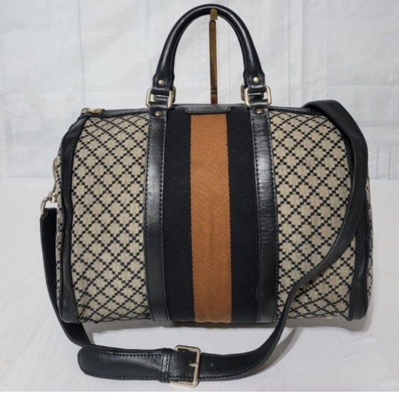 RARE Gucci Diamonte Boston Bag with Leather Crossbody Strap & Dustbag - Picture 1 of 3